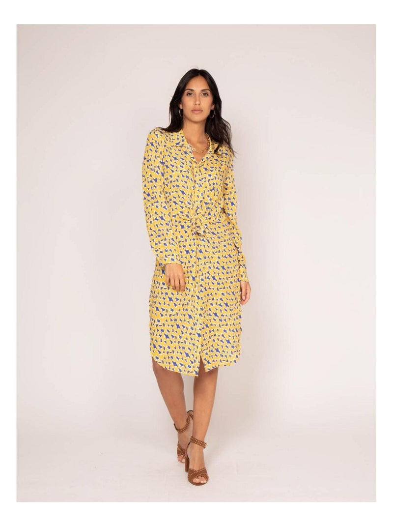 Robe chemise longue motifs IGIRL Jaune - Kiabi