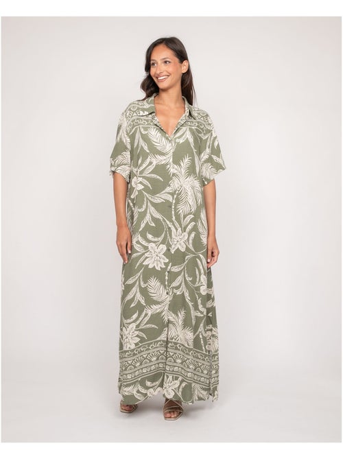 Robe chemise longue motifs iliago - Kiabi