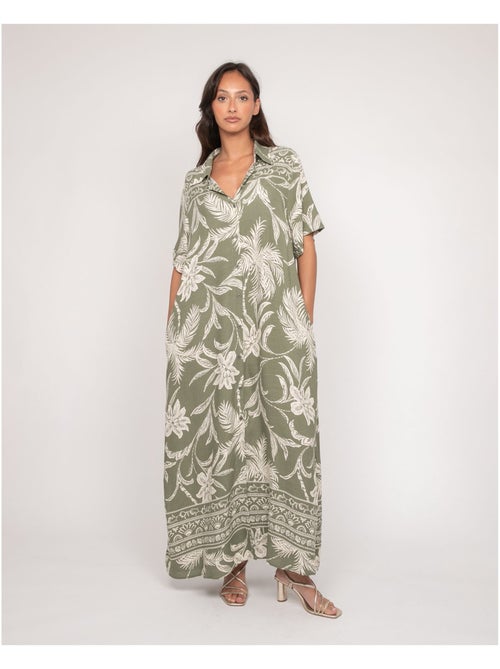 Robe chemise longue motifs iliago - Kiabi