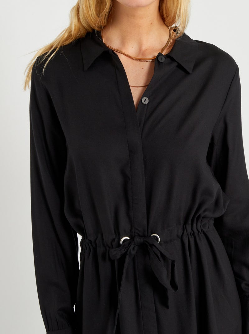 Robe chemise longue Noir - Kiabi