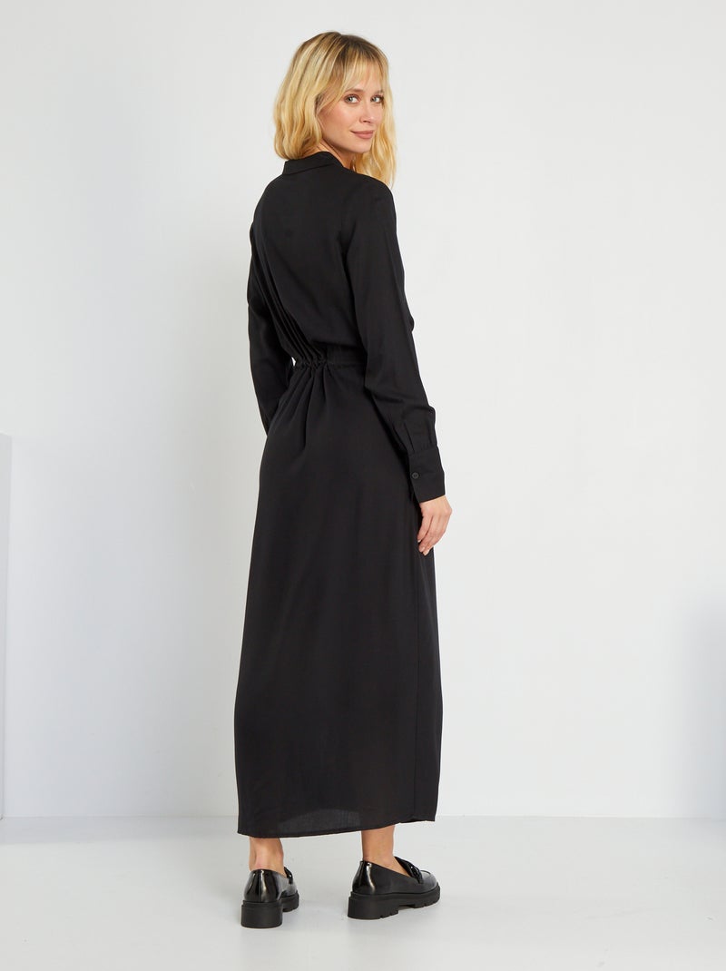 Robe chemise longue Noir - Kiabi
