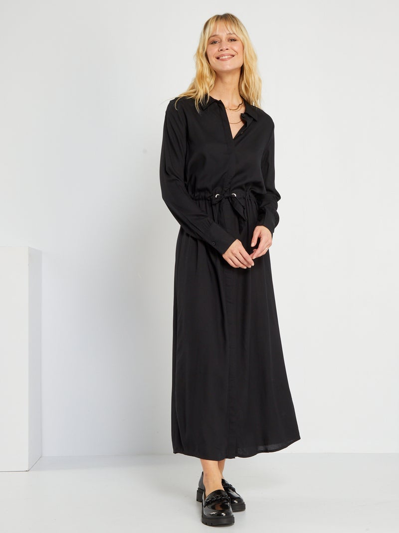 Robe chemise longue Noir - Kiabi