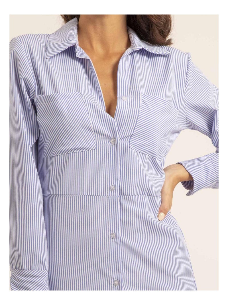 Robe chemise longue rayée IRNA Bleu - Kiabi