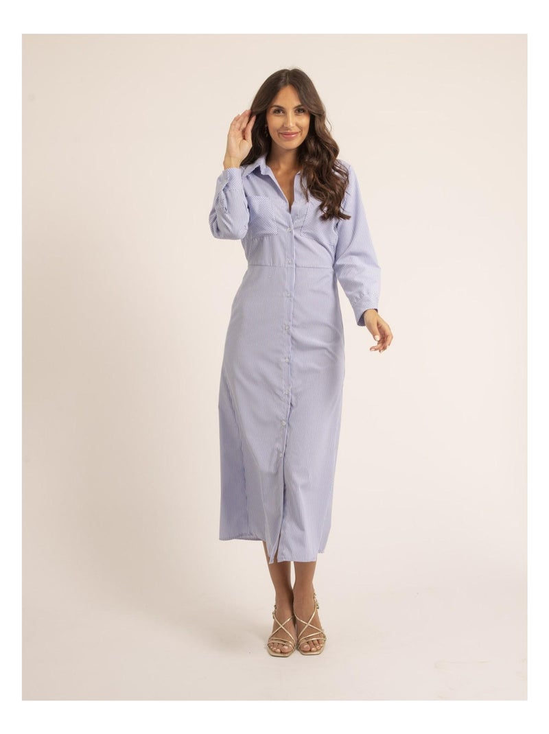 Robe Chemise Femme Chemise Bleu Longue Robe Ete Femme Mi Longue