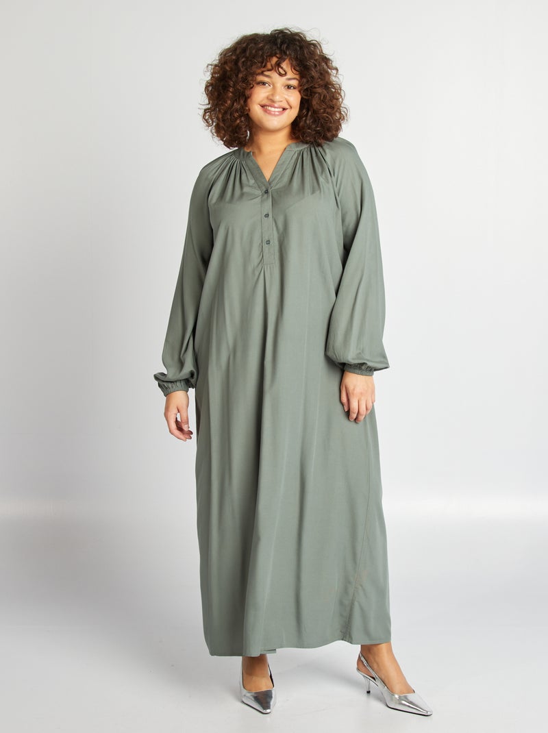 Robe chemise longue Vert - Kiabi