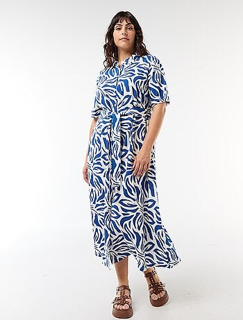 Robe chemise manches courtes à motif