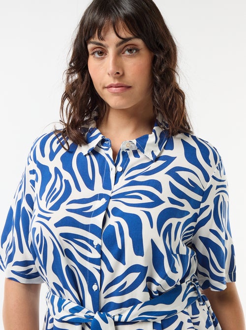 Robe chemise manches courtes à motif - Kiabi