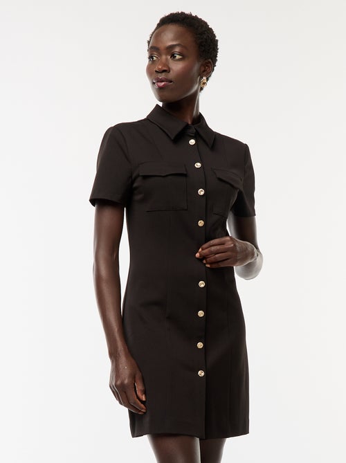 Robe chemise manches courtes avec ouverture boutonnée dorée - Kiabi