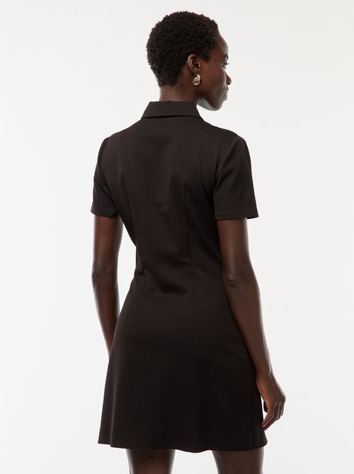 Robe chemise manches courtes avec ouverture boutonnée dorée - Kiabi