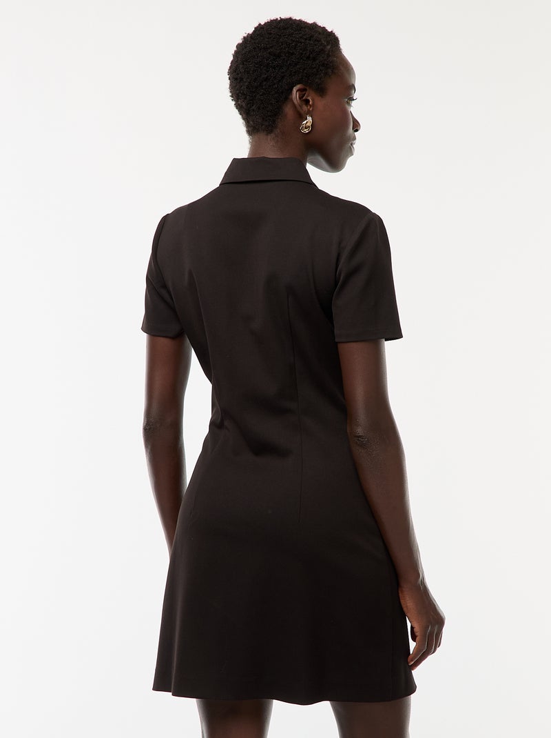 Robe chemise manches courtes avec ouverture boutonnée dorée Noir - Kiabi