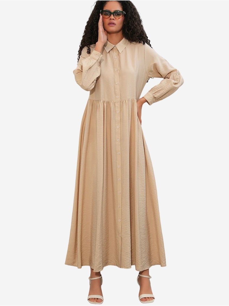 Robe chemise maxi ample bdart Beige argile - Kiabi