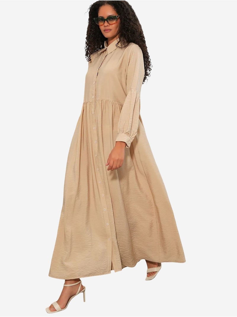 Robe chemise maxi ample bdart Beige argile - Kiabi