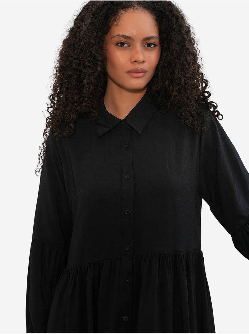 Robe chemise maxi ample bdart Noir - Kiabi