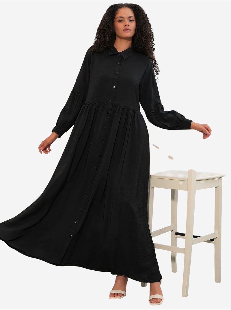 Robe chemise maxi ample bdart Noir - Kiabi