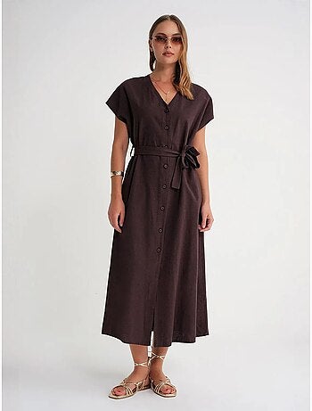 Robe chemise mi-longue avec fermeture à nouer et détails accessoires mixray