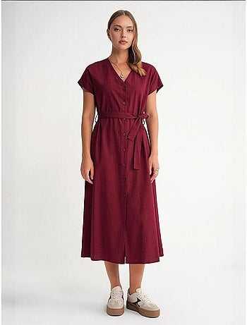 Robe chemise mi-longue avec fermeture à nouer et détails accessoires mixray