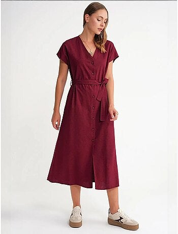 Robe chemise mi-longue avec fermeture à nouer et détails accessoires mixray