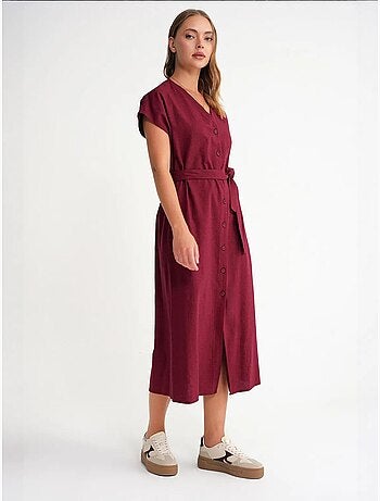 Robe chemise mi-longue avec fermeture à nouer et détails accessoires mixray