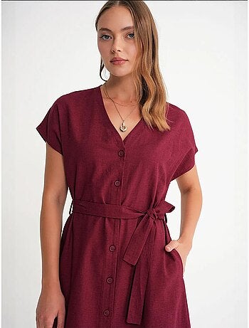 Robe chemise mi-longue avec fermeture à nouer et détails accessoires mixray