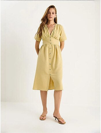 Robe chemise mi-longue boutonnée à col en v lucci