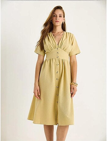 Robe chemise mi-longue boutonnée à col en v lucci