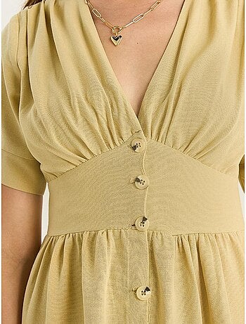 Robe chemise mi-longue boutonnée à col en v lucci