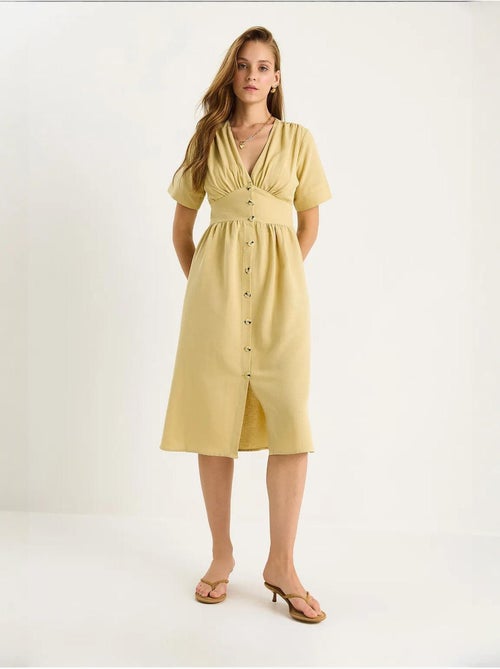 Robe chemise mi-longue boutonnée à col en v lucci - Kiabi