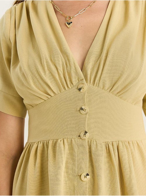 Robe chemise mi-longue boutonnée à col en v lucci - Kiabi