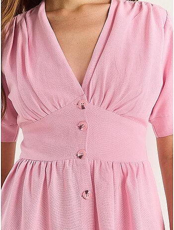 Robe chemise mi-longue boutonnée à col en v lucci
