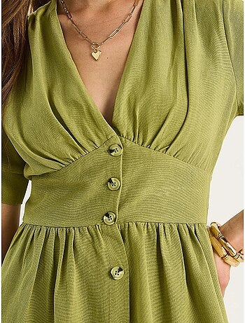 Robe chemise mi-longue boutonnée à col en v lucci