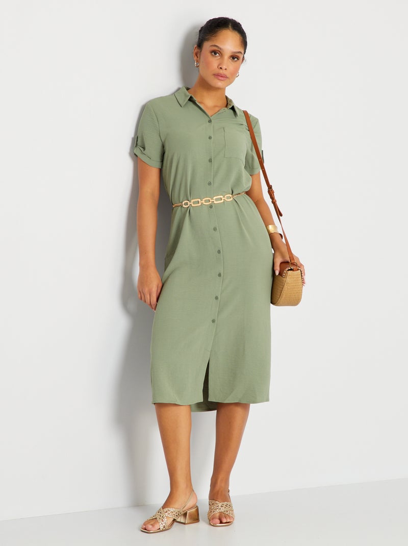 Robe chemise mi-longue 'JDY Kaki - Kiabi