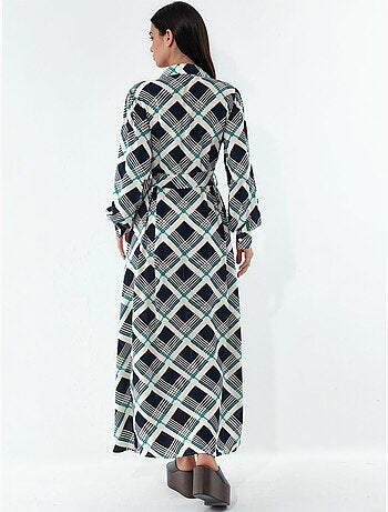Robe chemise midi à carreaux avec fermeture boutonnée bdart