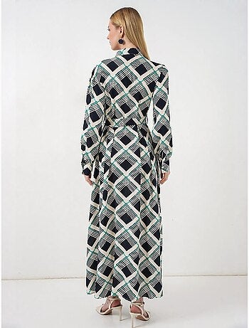 Robe chemise midi à carreaux avec fermeture boutonnée bdart