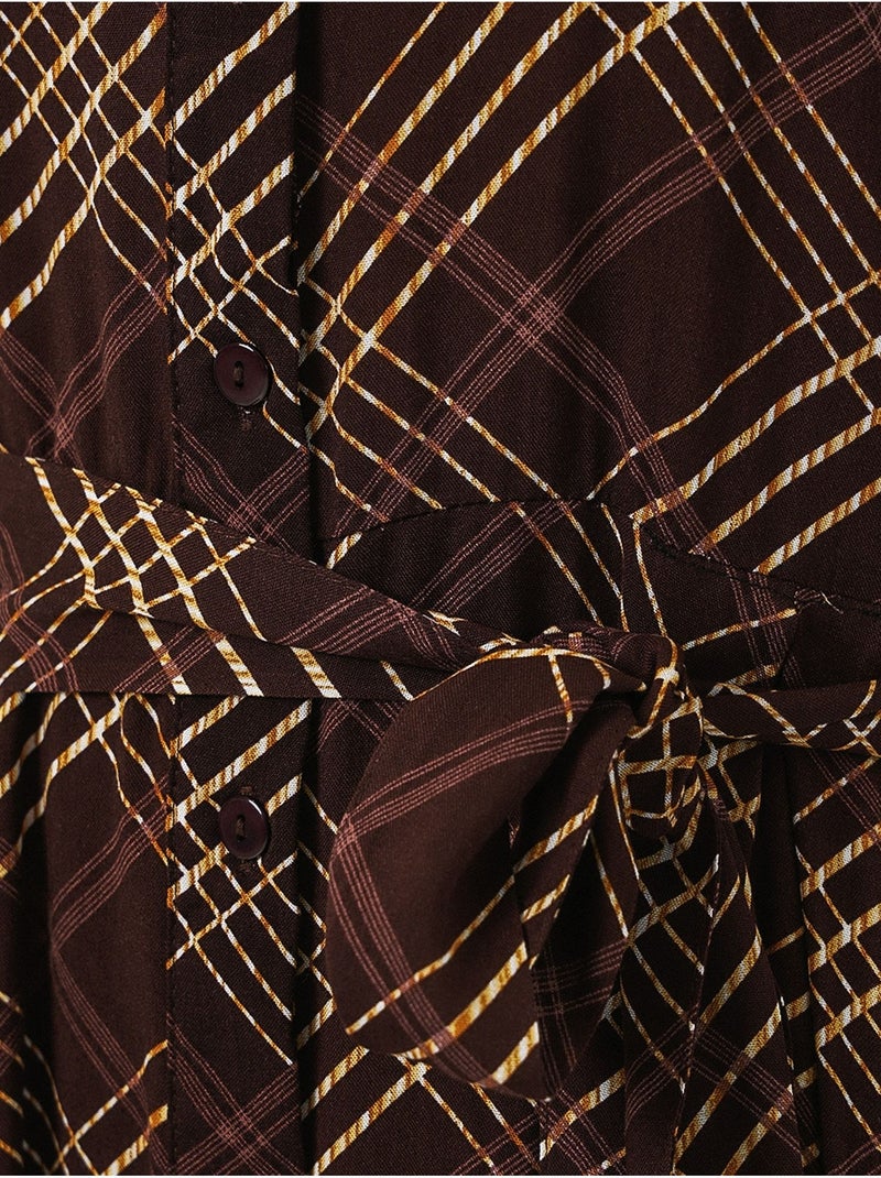Robe chemise midi à carreaux avec fermeture boutonnée bdart Marron chocolat - Kiabi