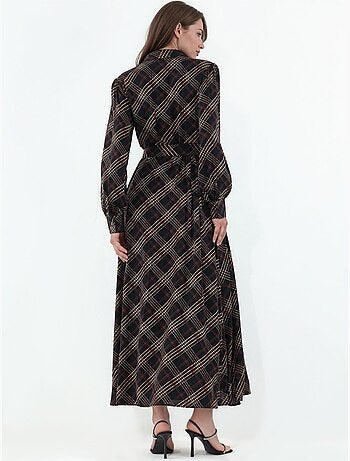 Robe chemise midi à carreaux avec fermeture boutonnée bdart