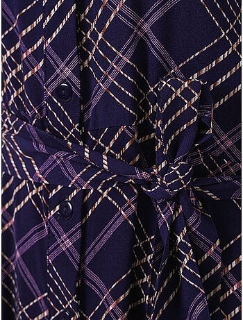 Robe chemise midi à carreaux avec fermeture boutonnée bdart