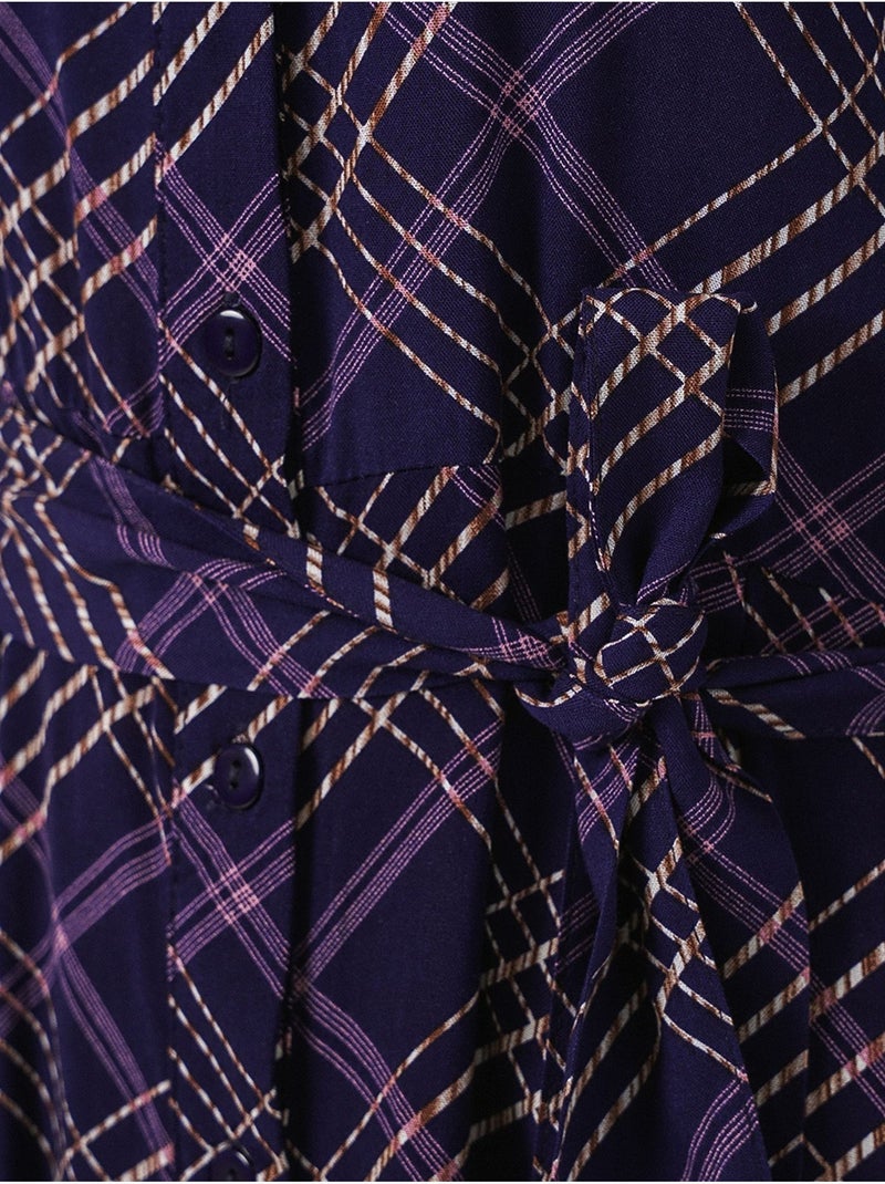 Robe chemise midi à carreaux avec fermeture boutonnée bdart Violet aubergine - Kiabi
