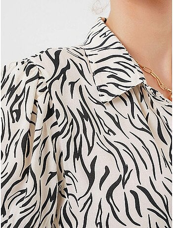 Robe-chemise midi à imprimé zèbre et ceinture bdart