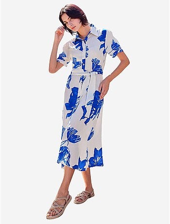 Robe-chemise midi à imprimé zèbre et ceinture bdart