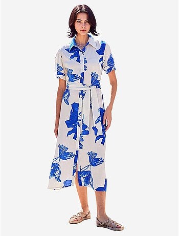 Robe-chemise midi à imprimé zèbre et ceinture bdart