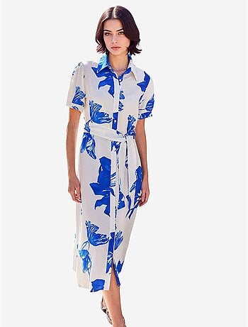 Robe-chemise midi à imprimé zèbre et ceinture bdart