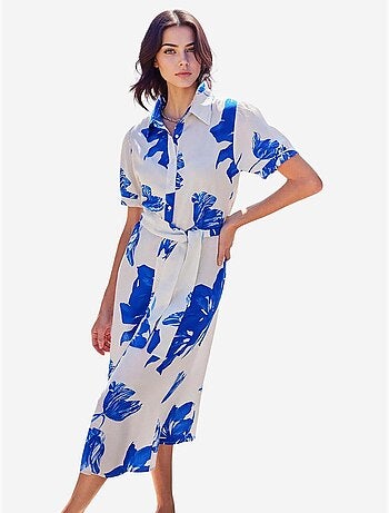 Robe-chemise midi à imprimé zèbre et ceinture bdart