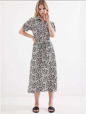 Robe-chemise midi à imprimé zèbre et ceinture bdart