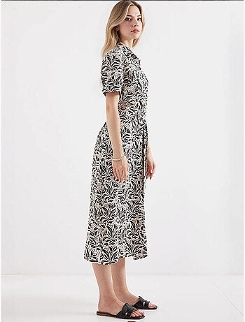 Robe-chemise midi à imprimé zèbre et ceinture bdart