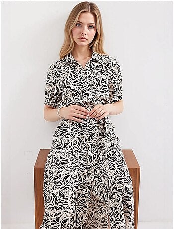 Robe-chemise midi à imprimé zèbre et ceinture bdart