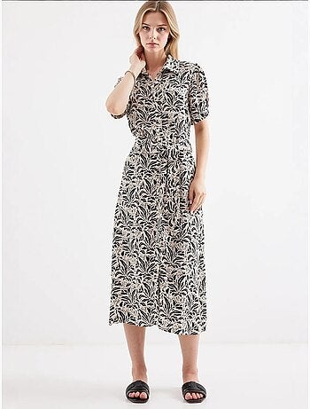 Robe-chemise midi à imprimé zèbre et ceinture bdart