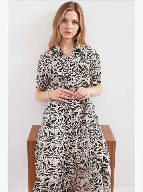 Robe-chemise midi à imprimé zèbre et ceinture bdart - Kiabi Robe-chemise midi à imprimé zèbre et ceinture bdart - Kiabi