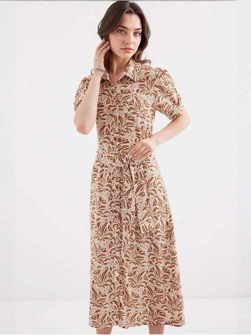 Robe-chemise midi à imprimé zèbre et ceinture bdart - Kiabi