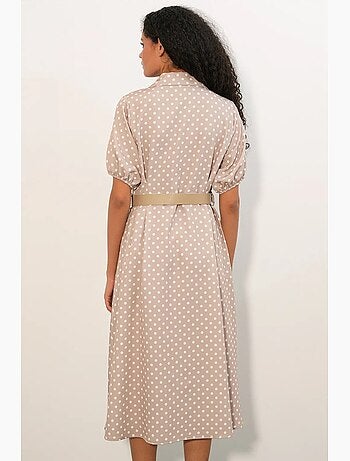 Robe chemise midi à pois avec ceinture bdart