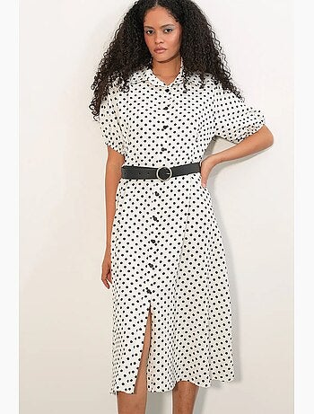 Robe chemise midi à pois avec ceinture bdart